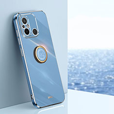 Silikon Hülle Handyhülle Ultra Dünn Schutzhülle Tasche Flexible mit Magnetisch Fingerring Ständer XL1 für Xiaomi Poco C55 Blau