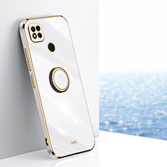 Silikon Hülle Handyhülle Ultra Dünn Schutzhülle Tasche Flexible mit Magnetisch Fingerring Ständer XL1 für Xiaomi Redmi 10A 4G Weiß