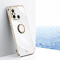 Silikon Hülle Handyhülle Ultra Dünn Schutzhülle Tasche Flexible mit Magnetisch Fingerring Ständer XL1 für Xiaomi Redmi 12C 4G Weiß