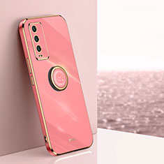 Silikon Hülle Handyhülle Ultra Dünn Schutzhülle Tasche Flexible mit Magnetisch Fingerring Ständer XL1 für Xiaomi Redmi 9 Power Pink