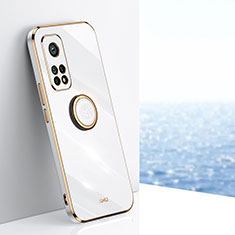 Silikon Hülle Handyhülle Ultra Dünn Schutzhülle Tasche Flexible mit Magnetisch Fingerring Ständer XL1 für Xiaomi Redmi K30S 5G Weiß