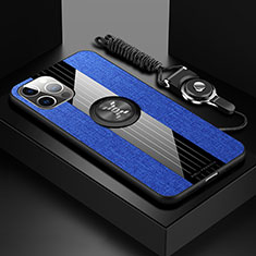 Silikon Hülle Handyhülle Ultra Dünn Schutzhülle Tasche Flexible mit Magnetisch Fingerring Ständer Z01 für Apple iPhone 15 Pro Max Blau