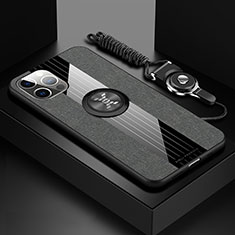 Silikon Hülle Handyhülle Ultra Dünn Schutzhülle Tasche Flexible mit Magnetisch Fingerring Ständer Z01 für Apple iPhone 15 Pro Max Grau