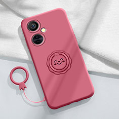 Silikon Hülle Handyhülle Ultra Dünn Schutzhülle Tasche Flexible mit Magnetisch Fingerring Ständer Z01 für OnePlus Nord CE 3 5G Pink