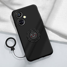 Silikon Hülle Handyhülle Ultra Dünn Schutzhülle Tasche Flexible mit Magnetisch Fingerring Ständer Z01 für OnePlus Nord CE 3 Lite 5G Schwarz