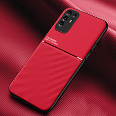 Silikon Hülle Handyhülle Ultra Dünn Schutzhülle Tasche Flexible mit Magnetisch für Oppo A95 5G Rot