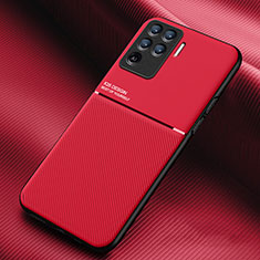 Silikon Hülle Handyhülle Ultra Dünn Schutzhülle Tasche Flexible mit Magnetisch für Oppo Reno5 F Rot