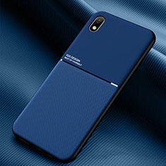 Silikon Hülle Handyhülle Ultra Dünn Schutzhülle Tasche Flexible mit Magnetisch für Samsung Galaxy A01 Core Blau