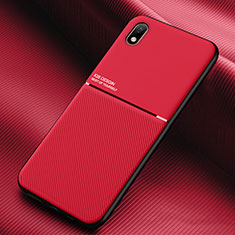 Silikon Hülle Handyhülle Ultra Dünn Schutzhülle Tasche Flexible mit Magnetisch für Samsung Galaxy A01 Core Rot