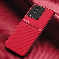 Silikon Hülle Handyhülle Ultra Dünn Schutzhülle Tasche Flexible mit Magnetisch für Vivo iQOO Neo7 5G Rot