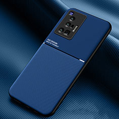 Silikon Hülle Handyhülle Ultra Dünn Schutzhülle Tasche Flexible mit Magnetisch für Vivo X70 Pro 5G Blau
