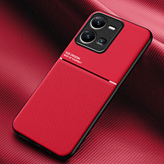 Silikon Hülle Handyhülle Ultra Dünn Schutzhülle Tasche Flexible mit Magnetisch für Vivo Y35 4G Rot