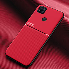 Silikon Hülle Handyhülle Ultra Dünn Schutzhülle Tasche Flexible mit Magnetisch für Xiaomi Redmi 9 India Rot