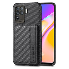 Silikon Hülle Handyhülle Ultra Dünn Schutzhülle Tasche Flexible mit Magnetisch S01D für Oppo A94 4G Schwarz