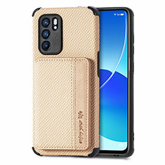 Silikon Hülle Handyhülle Ultra Dünn Schutzhülle Tasche Flexible mit Magnetisch S01D für Oppo Reno6 5G Gold