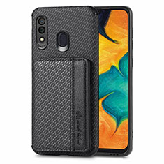 Silikon Hülle Handyhülle Ultra Dünn Schutzhülle Tasche Flexible mit Magnetisch S01D für Samsung Galaxy A20 Schwarz