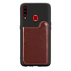 Silikon Hülle Handyhülle Ultra Dünn Schutzhülle Tasche Flexible mit Magnetisch S01D für Samsung Galaxy A20s Braun