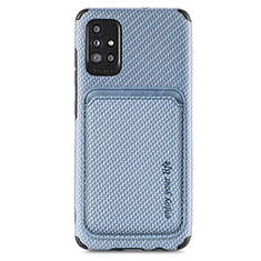 Silikon Hülle Handyhülle Ultra Dünn Schutzhülle Tasche Flexible mit Magnetisch S01D für Samsung Galaxy A71 4G A715 Blau