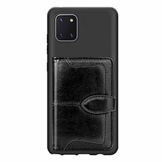 Silikon Hülle Handyhülle Ultra Dünn Schutzhülle Tasche Flexible mit Magnetisch S01D für Samsung Galaxy A81 Schwarz