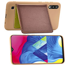Silikon Hülle Handyhülle Ultra Dünn Schutzhülle Tasche Flexible mit Magnetisch S01D für Samsung Galaxy M10 Braun
