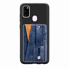 Silikon Hülle Handyhülle Ultra Dünn Schutzhülle Tasche Flexible mit Magnetisch S01D für Samsung Galaxy M21 Blau