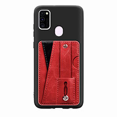 Silikon Hülle Handyhülle Ultra Dünn Schutzhülle Tasche Flexible mit Magnetisch S01D für Samsung Galaxy M21 Rot