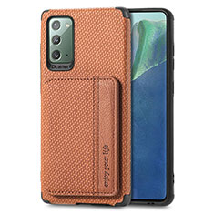 Silikon Hülle Handyhülle Ultra Dünn Schutzhülle Tasche Flexible mit Magnetisch S01D für Samsung Galaxy Note 20 5G Braun