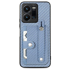 Silikon Hülle Handyhülle Ultra Dünn Schutzhülle Tasche Flexible mit Magnetisch S01D für Vivo Y35 4G Blau