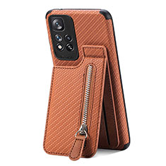Silikon Hülle Handyhülle Ultra Dünn Schutzhülle Tasche Flexible mit Magnetisch S01D für Xiaomi Poco X4 NFC Braun