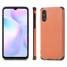 Silikon Hülle Handyhülle Ultra Dünn Schutzhülle Tasche Flexible mit Magnetisch S01D für Xiaomi Redmi 9AT Braun