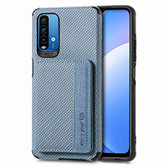 Silikon Hülle Handyhülle Ultra Dünn Schutzhülle Tasche Flexible mit Magnetisch S01D für Xiaomi Redmi Note 9 4G Blau