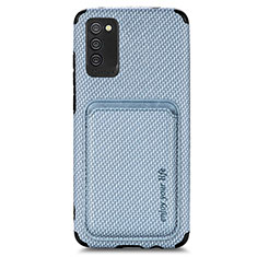 Silikon Hülle Handyhülle Ultra Dünn Schutzhülle Tasche Flexible mit Magnetisch S02D für Samsung Galaxy A03s Blau