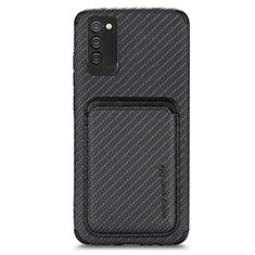 Silikon Hülle Handyhülle Ultra Dünn Schutzhülle Tasche Flexible mit Magnetisch S02D für Samsung Galaxy A03s Schwarz