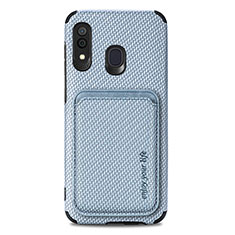 Silikon Hülle Handyhülle Ultra Dünn Schutzhülle Tasche Flexible mit Magnetisch S02D für Samsung Galaxy A30 Blau
