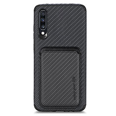 Silikon Hülle Handyhülle Ultra Dünn Schutzhülle Tasche Flexible mit Magnetisch S02D für Samsung Galaxy A70 Schwarz