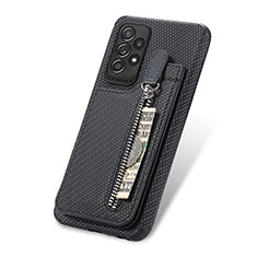 Silikon Hülle Handyhülle Ultra Dünn Schutzhülle Tasche Flexible mit Magnetisch S02D für Samsung Galaxy A72 5G Schwarz