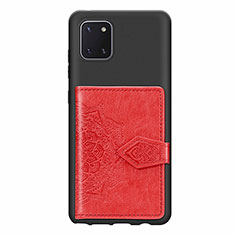 Silikon Hülle Handyhülle Ultra Dünn Schutzhülle Tasche Flexible mit Magnetisch S02D für Samsung Galaxy A81 Rot