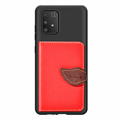 Silikon Hülle Handyhülle Ultra Dünn Schutzhülle Tasche Flexible mit Magnetisch S02D für Samsung Galaxy A91 Rot