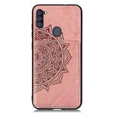 Silikon Hülle Handyhülle Ultra Dünn Schutzhülle Tasche Flexible mit Magnetisch S02D für Samsung Galaxy M11 Rosegold