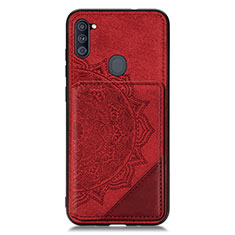 Silikon Hülle Handyhülle Ultra Dünn Schutzhülle Tasche Flexible mit Magnetisch S02D für Samsung Galaxy M11 Rot