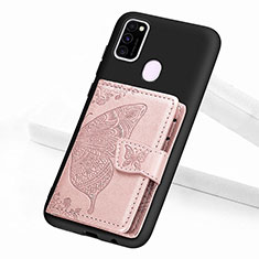 Silikon Hülle Handyhülle Ultra Dünn Schutzhülle Tasche Flexible mit Magnetisch S02D für Samsung Galaxy M30s Rosa