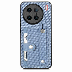 Silikon Hülle Handyhülle Ultra Dünn Schutzhülle Tasche Flexible mit Magnetisch S02D für Vivo X90 Pro 5G Blau