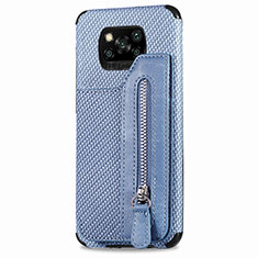 Silikon Hülle Handyhülle Ultra Dünn Schutzhülle Tasche Flexible mit Magnetisch S02D für Xiaomi Poco X3 Blau