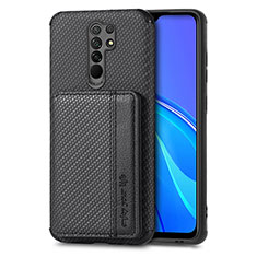 Silikon Hülle Handyhülle Ultra Dünn Schutzhülle Tasche Flexible mit Magnetisch S02D für Xiaomi Redmi 9 Schwarz