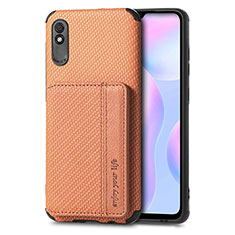 Silikon Hülle Handyhülle Ultra Dünn Schutzhülle Tasche Flexible mit Magnetisch S02D für Xiaomi Redmi 9A Braun