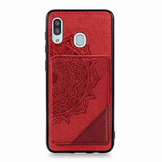 Silikon Hülle Handyhülle Ultra Dünn Schutzhülle Tasche Flexible mit Magnetisch S03D für Samsung Galaxy A30 Rot