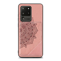 Silikon Hülle Handyhülle Ultra Dünn Schutzhülle Tasche Flexible mit Magnetisch S03D für Samsung Galaxy S20 Ultra Rosegold