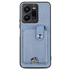 Silikon Hülle Handyhülle Ultra Dünn Schutzhülle Tasche Flexible mit Magnetisch S03D für Vivo Y35 4G Blau