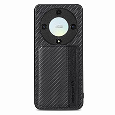 Silikon Hülle Handyhülle Ultra Dünn Schutzhülle Tasche Flexible mit Magnetisch S04D für Huawei Honor X9a 5G Schwarz