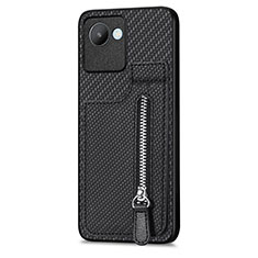 Silikon Hülle Handyhülle Ultra Dünn Schutzhülle Tasche Flexible mit Magnetisch S04D für Realme C30 Schwarz